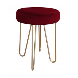 Taboret Venus Hairpin noga złota, tapicerka velvet czerwony