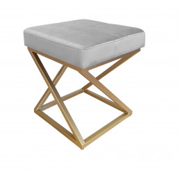 Pufa ZOA LOFT złota podstawa, velvet jasny szary