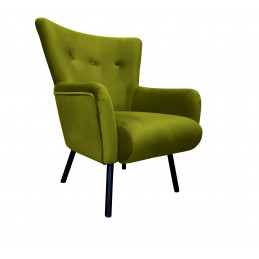 Fotel TULIP USZAK zielona oliwka, nogi czarne