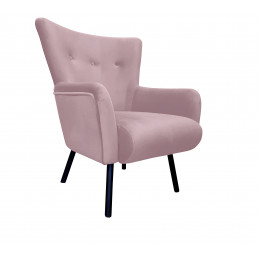 Fotel TULIP USZAK velvet szary-róż nogi czarne