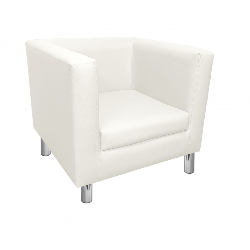 Fotel Monaco nogi chrom D10 - biały, eco skóra