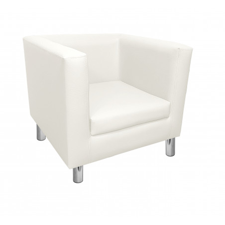 Fotel Monaco nogi chrom D10 - biały, eco skóra