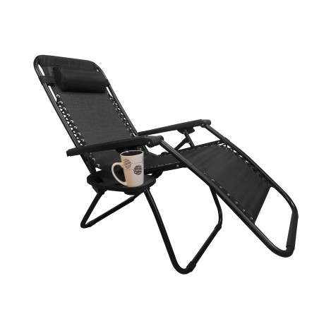 Leżak ogrodowy plażowy Zero Gravity czarny