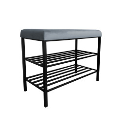Szafka na buty SMART BL06 – siedzisko Velvet, czarny stelaż