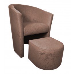 Fotel Club z podnóżkiem Mikrofaza 3 Jasny brąz