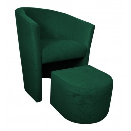 Fotel Club z podnóżkiem Mikrofaza 9 Zieleń butelkowa