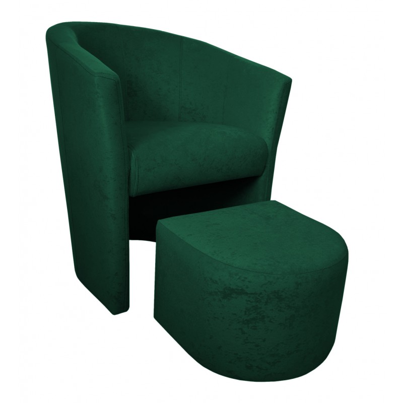 Fotel Club z podnóżkiem Mikrofaza 9 Zieleń butelkowa