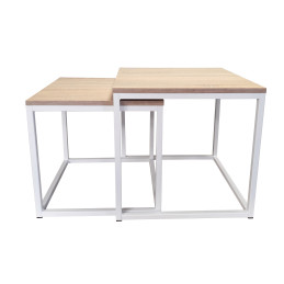 Stolik kawowy 2W1 dąb sonoma podstawa biała