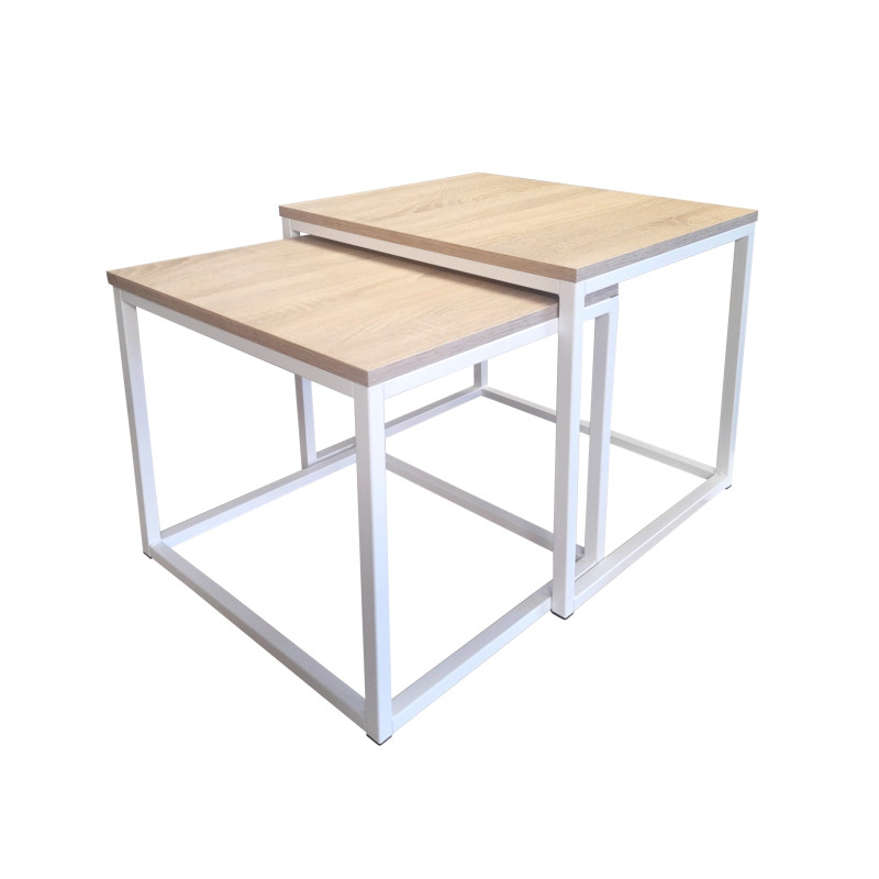 Stolik kawowy 2W1 dąb sonoma podstawa biała