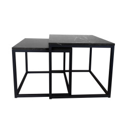 Stolik kawowy 2w1 marmur czarna podstawa