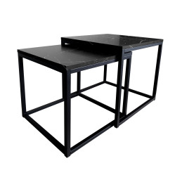 Stolik kawowy 2W1 marmur podstawa czarna