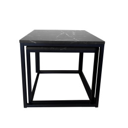 Stolik kawowy 2w1 marmur czarna podstawa