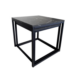 Stolik kawowy 2w1 marmur czarna podstawa