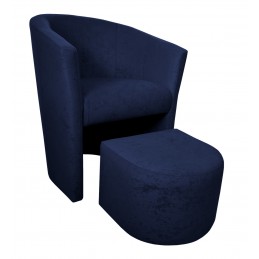 Fotel Club z podnóżkiem Mikrofaza 16 Granatowy