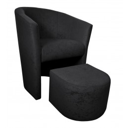 Fotel Club z podnóżkiem Mikrofaza 18 Czarny