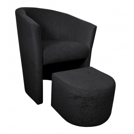 Fotel Club z podnóżkiem Mikrofaza 18 Czarny