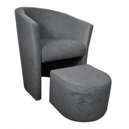 Fotel Club z podnóżkiem Mikrofaza 17 Szary