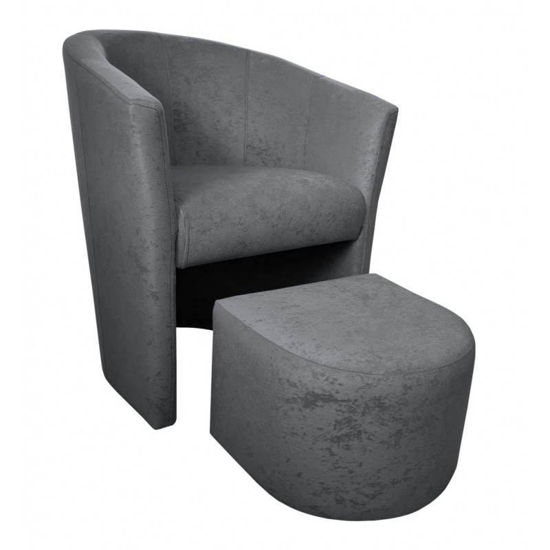 Fotel Club z podnóżkiem Mikrofaza 17 Szary