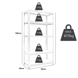 Regał metalowy magazynowy do garażu piwnicy 180x90x40