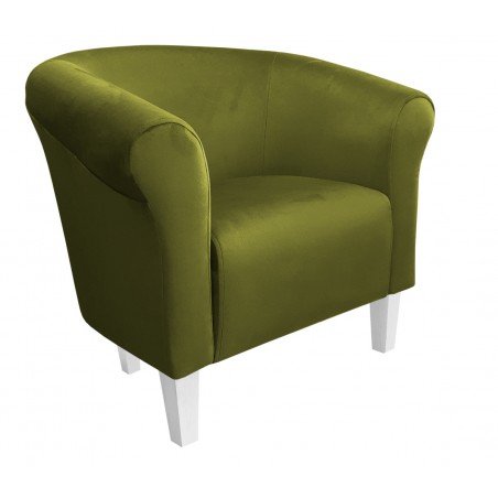 Fotel Milo nogi białe zielona oliwka