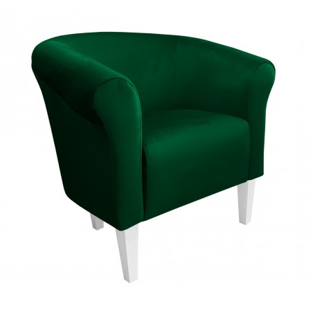 Fotel Milo nogi 20cm biały zieleń butelkowa