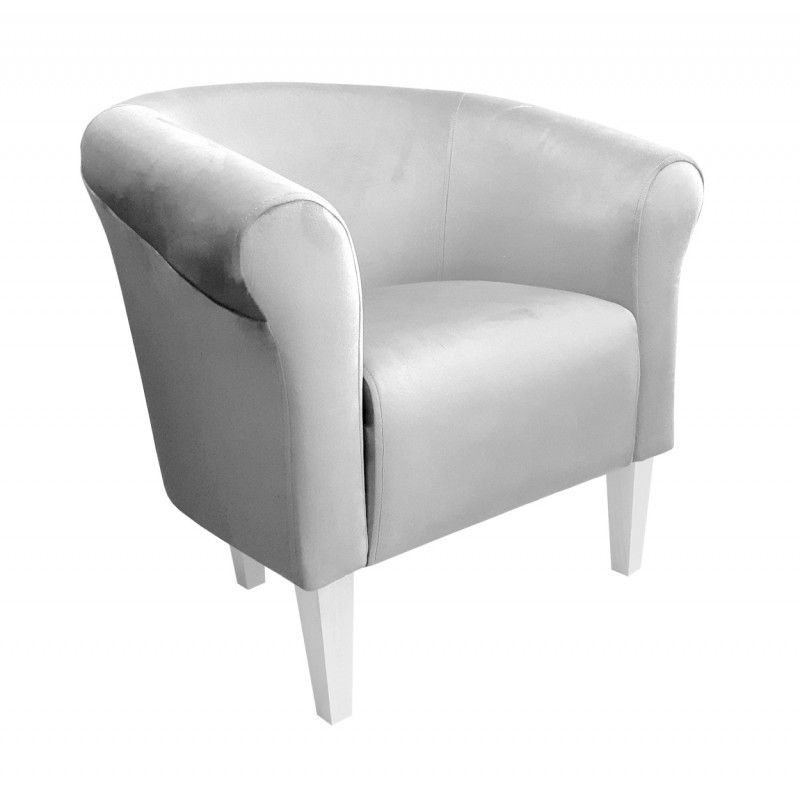 Fotel Milo 20cm nogi białe jasny szary