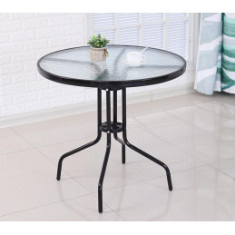 Stół stolik okrągły Bergamo T20 szklany metal na balkon taras do ogrodu