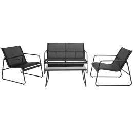 Zestaw mebli ogrodowych Modena CS12 czarny (stolik, 2 fotele, sofa)