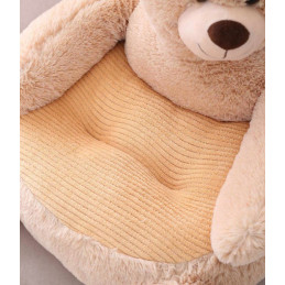 Pluszowy fotelik pufa MIŚ beżowy — siedzisko dla dzieci