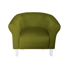 Fotel Milo nogi białe zielona oliwka