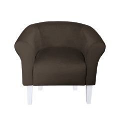 Fotel Milo nogi 20cm biały - tkanina Magic Velvet brąz