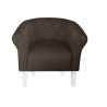 Fotel Milo nogi 20cm biały - tkanina Magic Velvet brąz