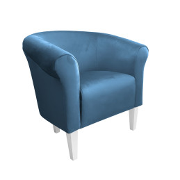 Fotel Milo niebieski z białymi nogami 20 cm