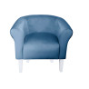 Fotel Milo niebieski z białymi nogami 20 cm