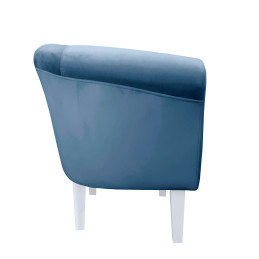 Fotel Milo niebieski z białymi nogami 20 cm