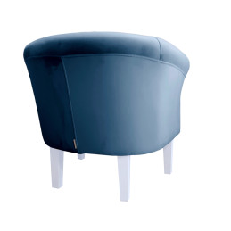 Fotel Milo niebieski z białymi nogami 20 cm
