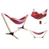 Hamak dwuosobowy na drewnianym stelażu czerwony