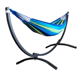 Hamak dwuosobowy na metalowym stelażu - niebieski