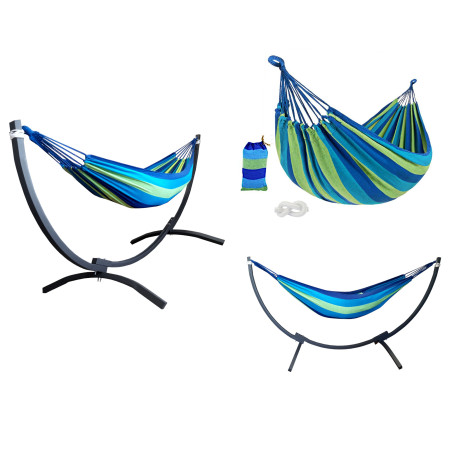 Hamak z metalowym stelażem ogrodowy dwuosobowy stelaż do hamaka POLSKI