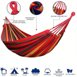 Hamak z metalowym stelażem ogrodowy dwuosobowy czerwony stelaż do hamaka POLSKI