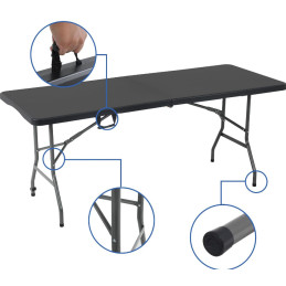 Stół cateringowy turystyczny bankietowy składany do ogrodu prostokątny tworzywo sztuczne kolor czarny D-23928