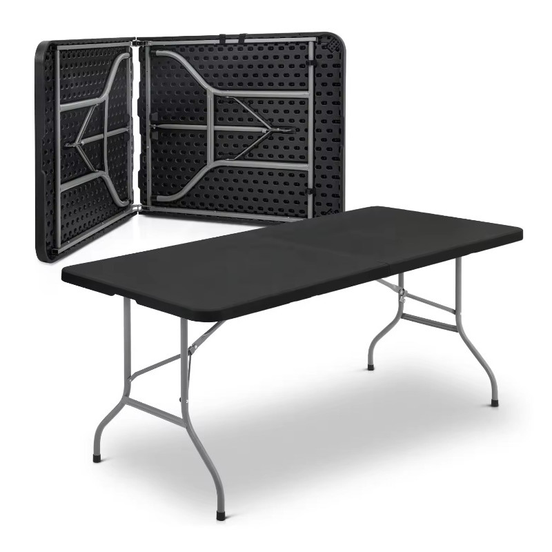 Stół cateringowy turystyczny bankietowy składany do ogrodu prostokątny tworzywo sztuczne kolor czarny D-23928