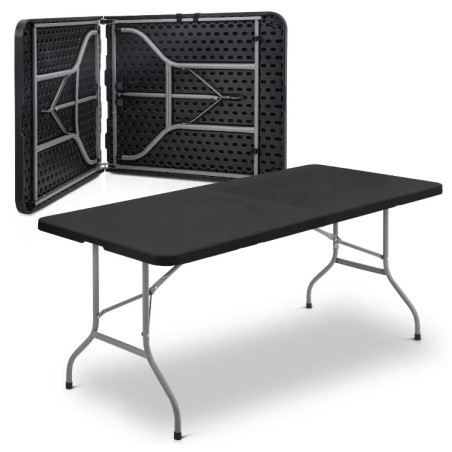 Stół cateringowy turystyczny bankietowy składany do ogrodu prostokątny tworzywo sztuczne kolor czarny D-23928