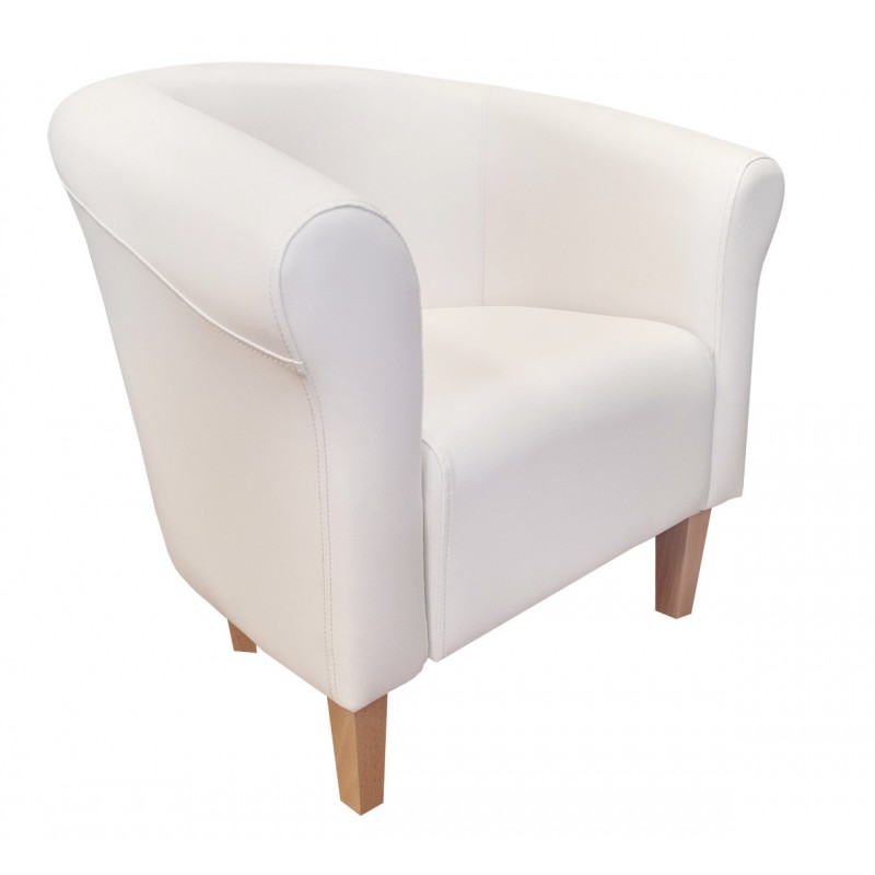 Fotel Milo D10 biały z bukowymi nogami