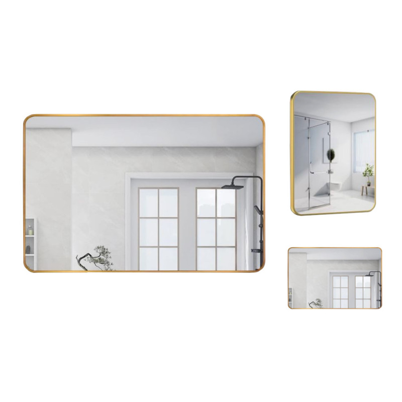 Lustro LOFT  40x60cm złote ścienne okrągłe łazienkowe do salonu sypialni loftowe Industrialne minimalistyczne