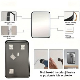 Lustro LOFT 60x80 cm złote - rama aluminiowa