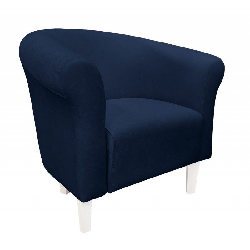 Fotel Milo mikrofaza 16 granatowy nogi białe