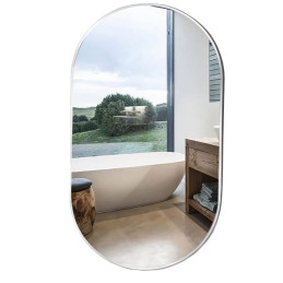 Lustro Elipsa 75x40cm białe ścienne owalne łazienkowe do salonu sypialni loftowe Industrialne minimalistyczne