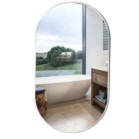 Lustro Elipsa 75x40cm białe ścienne owalne łazienkowe do salonu sypialni loftowe Industrialne minimalistyczne
