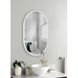 Lustro Elipsa 75x40cm białe ścienne owalne łazienkowe do salonu sypialni loftowe Industrialne minimalistyczne